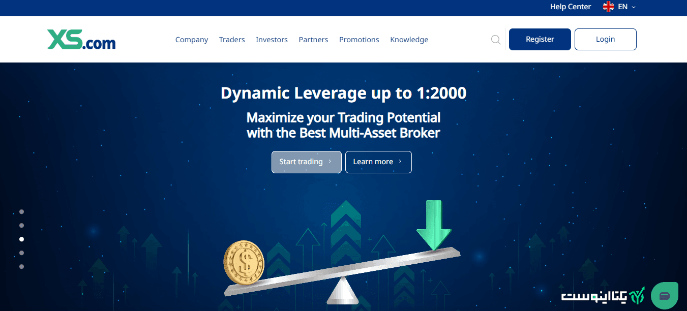 صفحه اصلی وبسایت بروکر ایکس اس