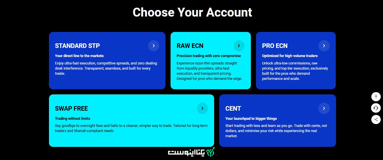 حساب های معاملاتی بروکر وی تی مارکتس
