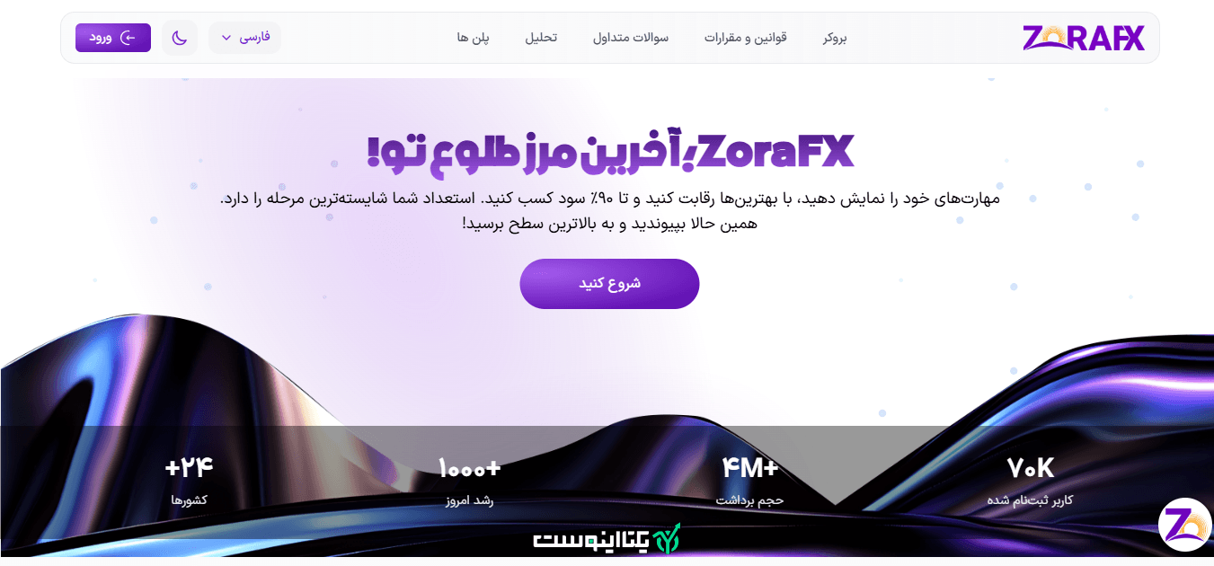 صفحه اصلی سایت زورا اف ایکس